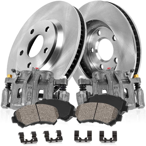 Callahan CCK04107 [2] FRONT Premium Original Calipers + [2] OE Rotors + Ceramic Brake Pads + Hardware Brake Kit