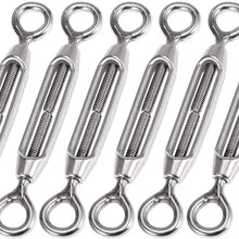 X AUTOHAUX 6pcs M6 Car 304 Stainless Steel Eye and Eye Turnbuckle Wire Rope Tension Replacement Silver Tone