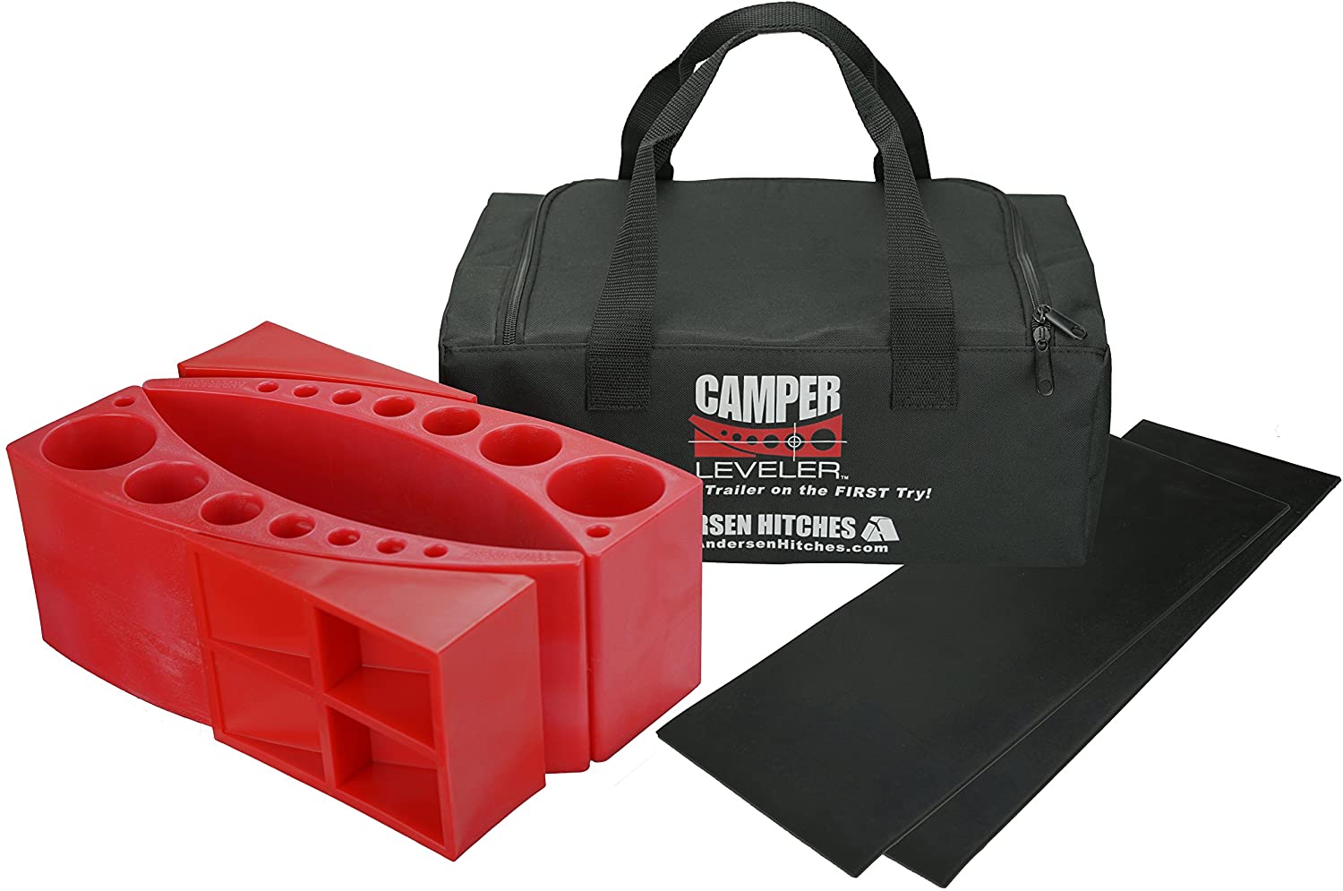 Andersen 2-Pack Camper Leveler Plus 2 Rubber Mats in Sturdy Carry Bag with Double Handles