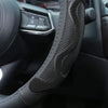 TLH Universal Leather Car Steering Wheel Cover with Silicone Anti-Slip Grip, Black Color