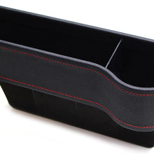 iJDMTOY (1) Black Leather Console Side Pocket Organizer, Car Seat Catcher w/Cup Holder Compatible With Drinks, Key, Wallet, Phone, Sunglasses, etc