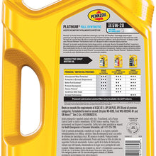 Pennzoil Platinum Full Synthetic Motor Oil (SN) 5W-20, 5 Quart - Pack of 1