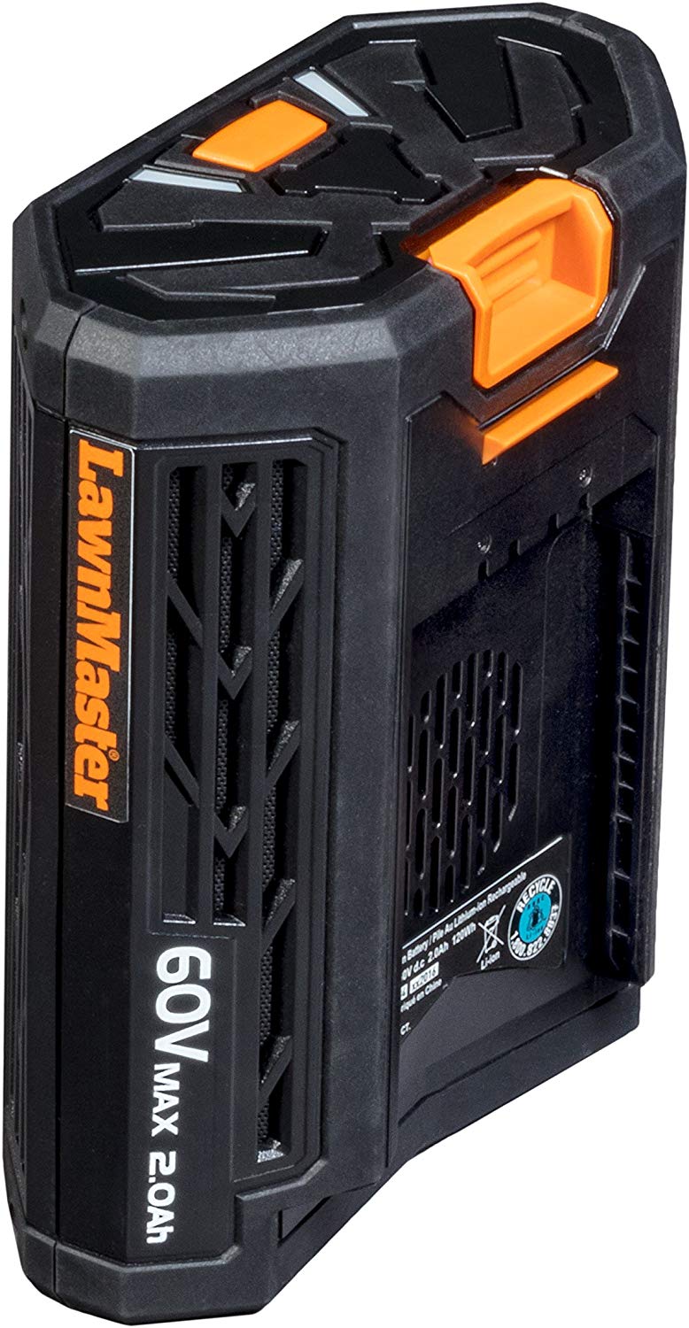 LawnMaster 60LB2021-S 60V Max Lithium-Ion Rechargable Battery 2.0Ah, Black