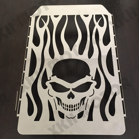 XKH- Skull Flame Radiator Grille Cover Guard Protector Compatible with Kawasaki Vulcan VN 1500 chromed Moto [B00YB401IM]