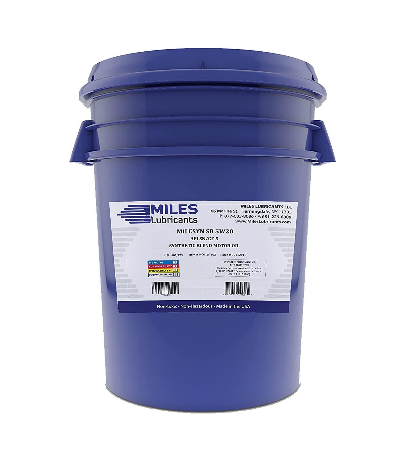 Milesyn SB 5W20 API GF-5/SN Synthetic Blend Motor Oil 5 Gallon Pail