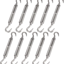 X AUTOHAUX 10pcs Car 304 Stainless Steel Hook and Hook Turnbuckle Wire Rope Tension Replacement Silver Tone