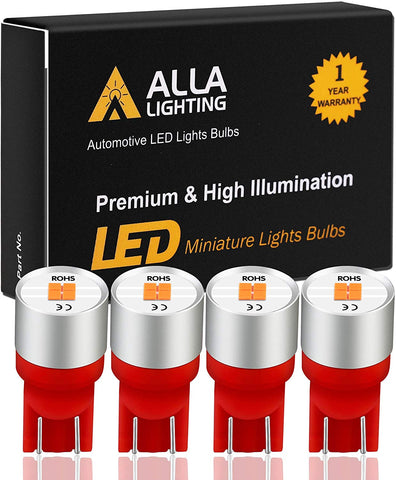 Alla Lighting Newest 194 LED Bulbs Extremely Super Bright T10 168 W5W 2825 175 158 CANBUS Replacement 12V 1616 SMD Car License Plate Light Interior Map Dome Door Lights, Pure Red