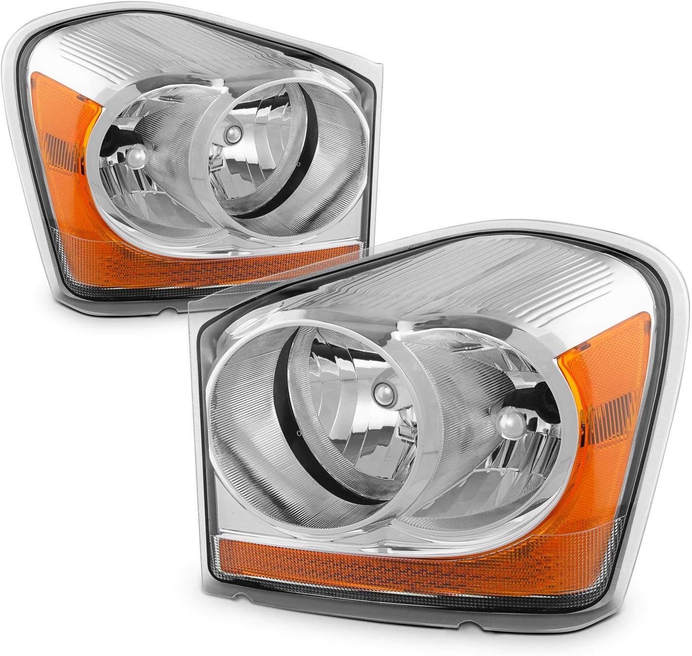 For Dodge Durango OE Replacement Chrome Bezel Headlights Driver/Passenger Head Lamps Pair New