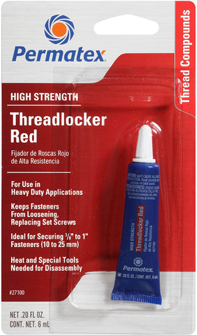 Permatex 27140-6PK High Strength Threadlocker Red, 36 ml (Pack of 6)