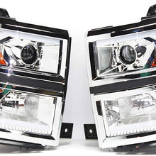 Headlight Assembly Compatible with 2014-2015 Chevrolet Silverado 1500 Halogen Clear Lens Chrome Interior With bulb(s) Pair Driver and Passenger Side