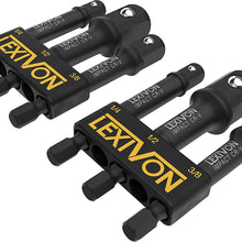 LEXIVON [2-Pack] Impact Grade Socket Adapter Set, 3" Extension Bit With Holder | 3-Piece 1/4", 3/8", and 1/2" Drive, Adapt Your Power Drill To High Torque Impact Wrench (LX-101X2)