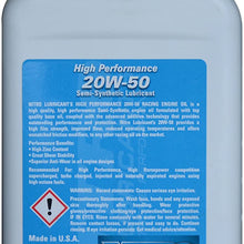 Nitro Lubricants 20W-50 High Performance Racing Motor Oil - Heavy Duty, Semi Synthetic Engine Oil - Race Motor Oil High in Zinc - for Engines Requiring 20W 50 Motor Oil - Ford, Chevy, Toyota, Etc.