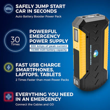 Battery Jumper Charger Pack with Cables: Jump Start any Car or Automotive Vehicles.Portable Starter 12V 18000 mAh Power Box 800 A Peak for Auto and Motorcycle Jumpstart.Batteries Emergency Booster Kit