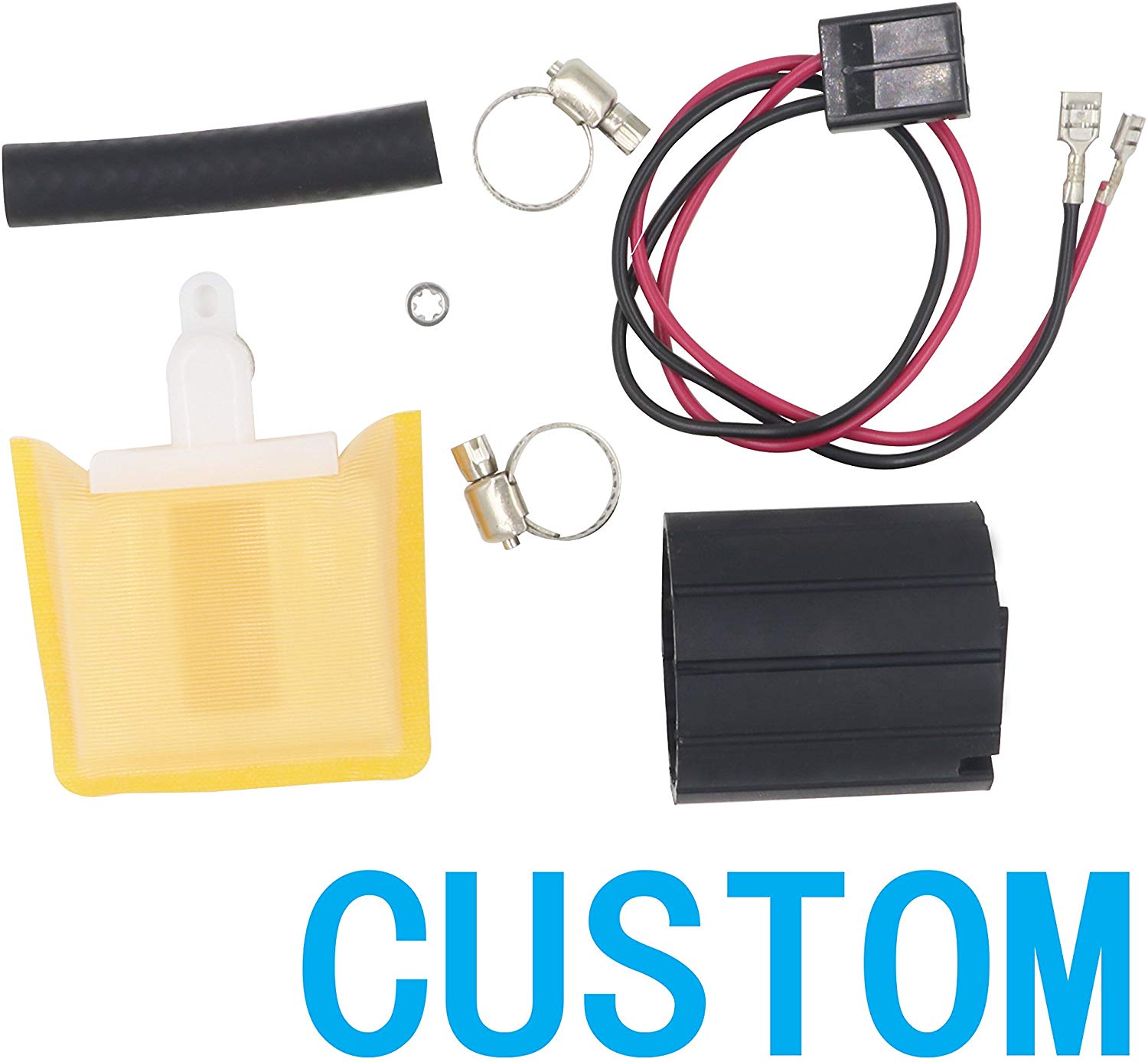 AUTOTOP Electric Fuel Pump Strainer & Connect Wire & Clamps & Gasket & Cover