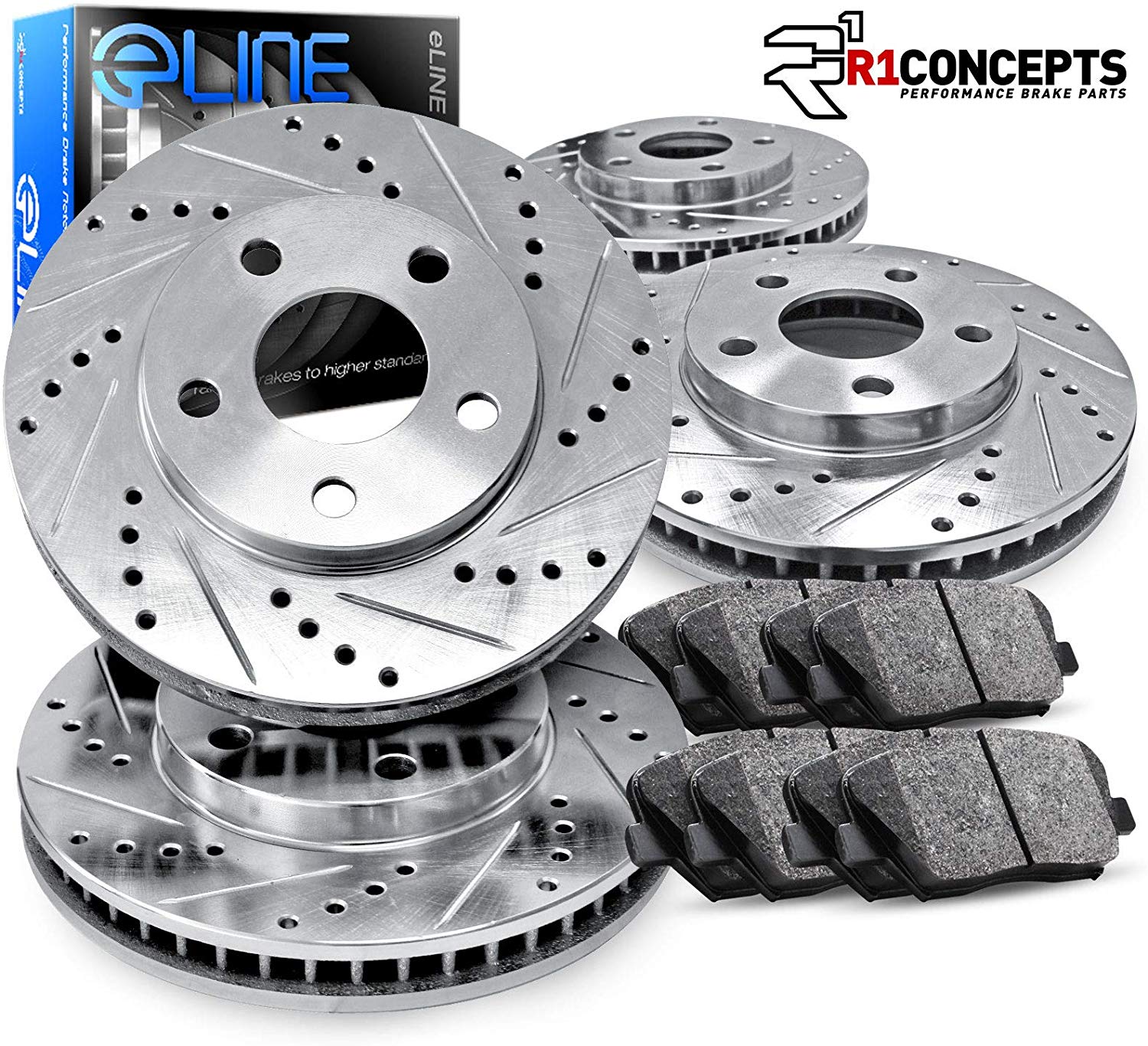 For 2017-2019 Honda CR-V Front Rear Drill/Slot Brake Rotors+Ceramic Brake Pads