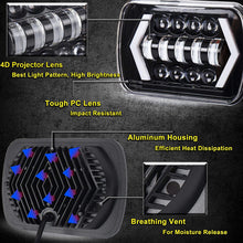 7x6" inch Halo LED Headlights, OVOTOR 5x7 inch Square LED Headlamp with Arrow Angel Eyes DRL Turn Signal Light Replaces H6054 H5054 H6054LL 69822 Fit Trucks Jeep Wrangler XJ YJ Sedans GMC