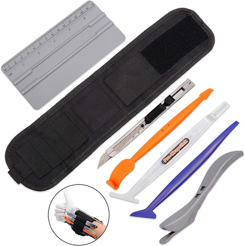 FOSHIO Car Vinyl Wrap Magnetic Wristband Tools Kit Include Adjustable Strap Wrist Band Belt Organizer, Soft Micro Stick Squeegee, Magnet Edged Fold Squeegee, Safety Cutter & Retractable Utility Knife