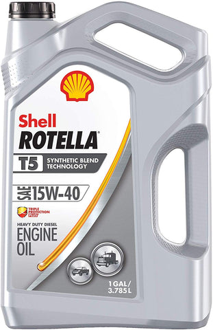 Shell Rotella T5 Synthetic Blend 15W-40 Diesel Engine Oil (1 Gallon, Single Pack)