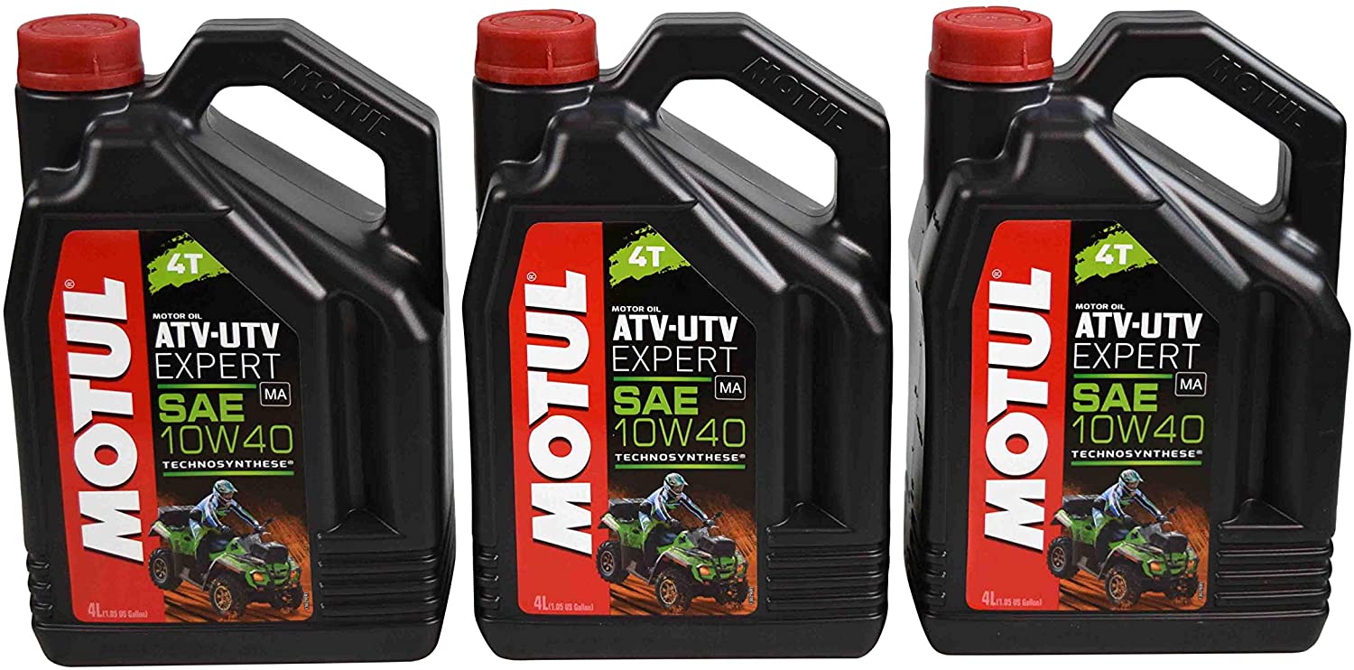 Motul 105939 Synthetic Blend Motor Oil ATV UTV Expert 10W40 4L/4.22 Quarts Can (3) Pack