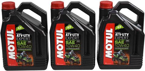 Motul 105939 Synthetic Blend Motor Oil ATV UTV Expert 10W40 4L/4.22 Quarts Can (3) Pack