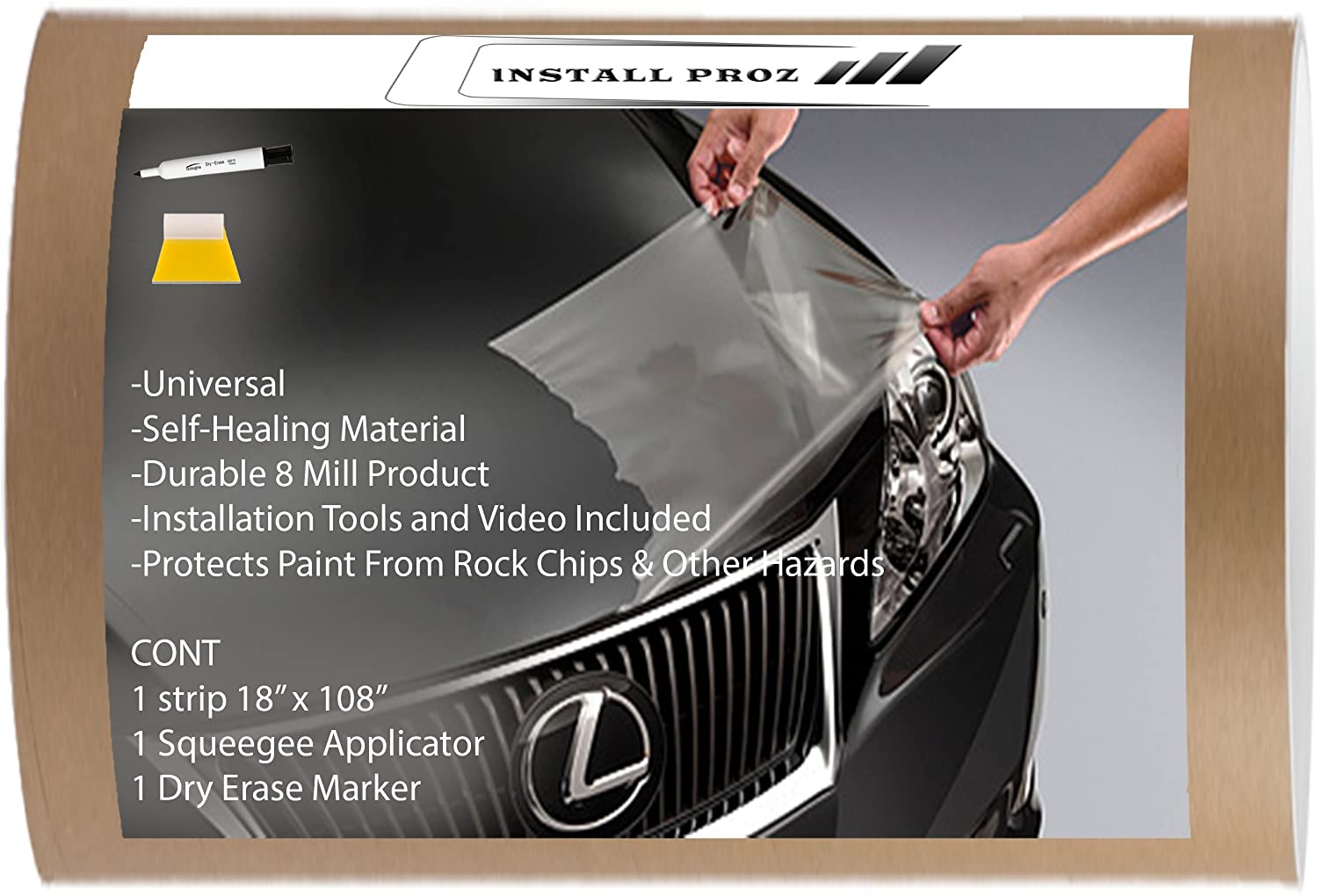Install Proz Self Healing Universal Clear Paint Protection Bra Hood and Fender Kit (18