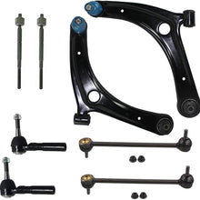 8 Pc Front Suspension Kit for 2009-2012 Dodge Caliber, [2007-2016 Jeep Compass], 2007-2016 Jeep Patriot - Lower Control Arms, Ball Joints, Front Sway Bar Links, Outer Tie Rods, Inner Tie Rods,
