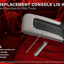 Center Console Lid Replacement Kit Gray - Replaces 924-811, 19127364, 19127365, 19127366, 924-812 - Fits Chevy Silverado, Avalanche, Tahoe, Suburban, GMC Sierra, Yukon - Interior Armrest Hinge Latch