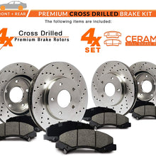 Max Brakes Front & Rear Performance Brake Kit [ Premium Cross Drilled Rotors + Ceramic Pads ] KT104523 | Fits: 2012 12 Honda Civic EX/EX-L Models w/Rear Disc Brakes; Excl. HF Models