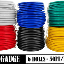 16 Gauge 6 Color Combo 50 Feet Roll (300 ft total) Copper Clad Aluminum Low Voltage Automotive Primary Harness Wire for Car Stereo Amplifier Remote Trailer Hookup Wiring (Also in 14 & 18 Guage)