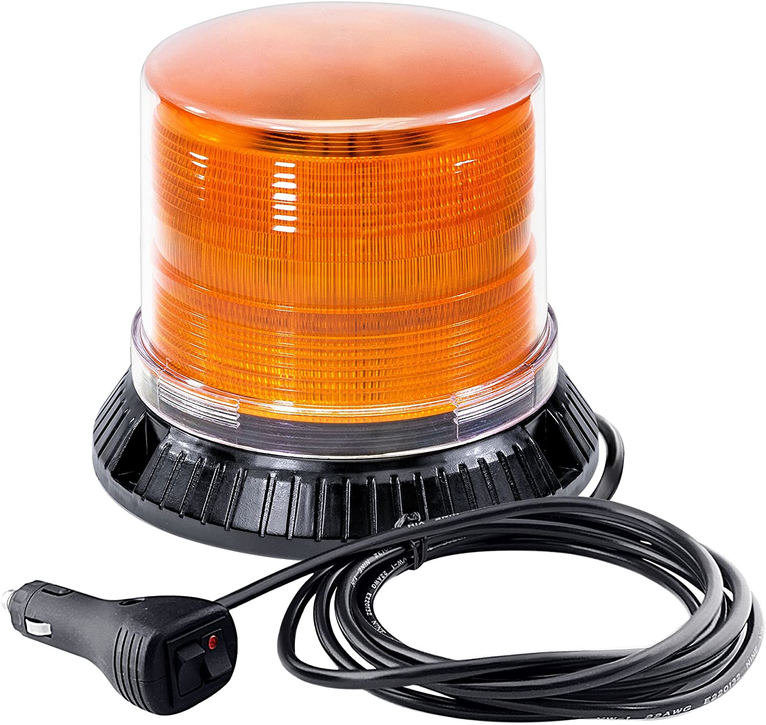 12W Amber LED Beacon Warning Light [Magnet/Permanent Mount] [Dust Cover] Rooftop Flashing Amber Yellow Emergency Strobe Light for Tow Trucks Vehicles