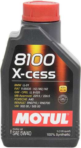 Motul 8100 X-Cess 5W-40 Synthetic Oil 1 Liter (102784), 33.81 Fluid_Ounces