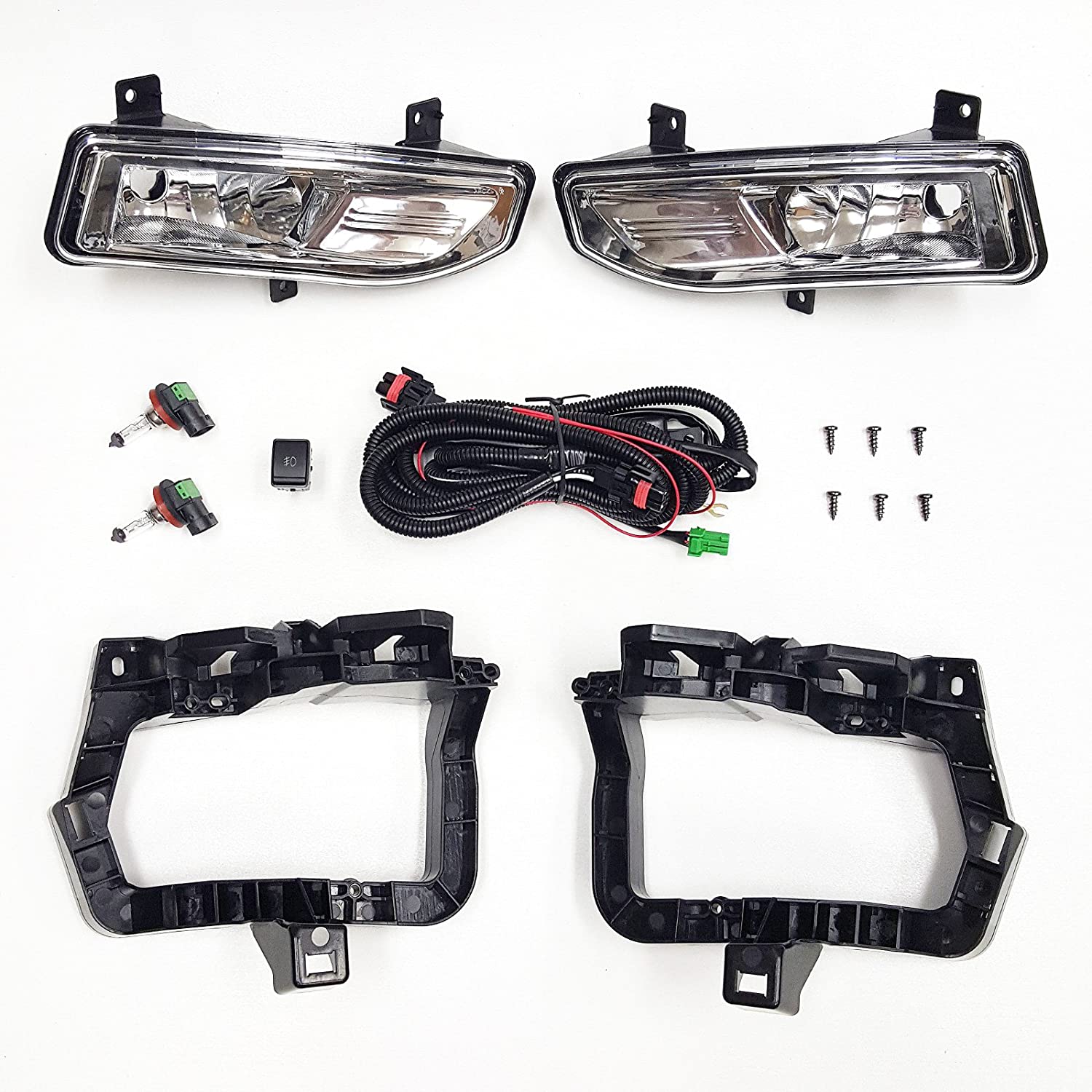 LEDIN Fog Lights for 2017-2018 Nissan Versa Note Hatchback (OE Style Clear Lens with Switch, Bulbs, Relay, Brackets, Wires)