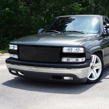 Replacement for Silverado Tahoe Suburban Badgeless Diamond Mesh Front Upper Bumper Grille Guard(Glossy Black) GMT800 1500