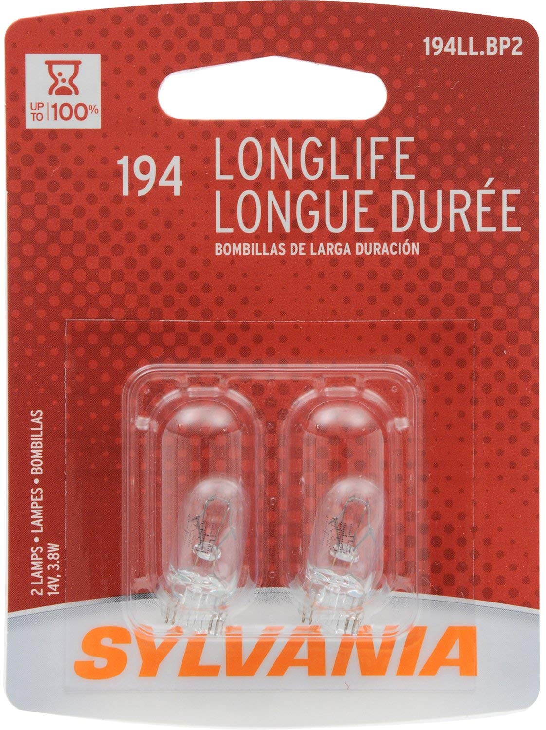 SYLVANIA 194 Long Life Miniature Bulb, (Contains 2 Bulbs)