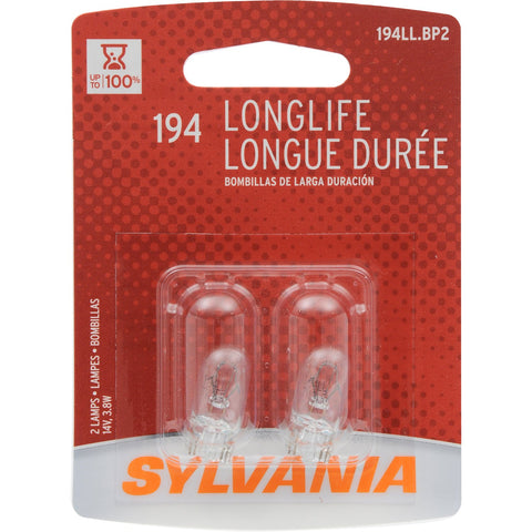 SYLVANIA 194 Long Life Miniature Bulb, (Contains 2 Bulbs)