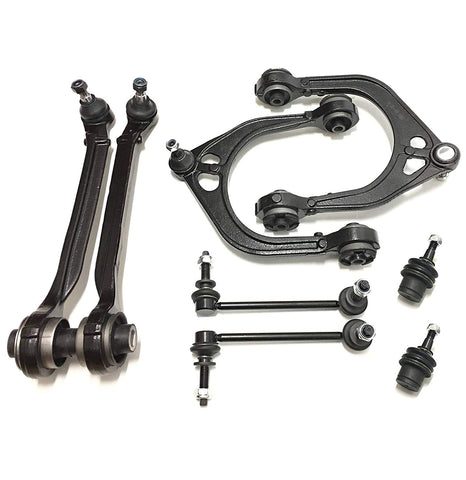 PartsW 8 Piece Front Suspension Kit For Chrysler 300 & Dodge Charger Challenger Magnum Upper & Lower Control Arms Sway Bar Link and Front Lower Ball Joints RWD/2WD Models