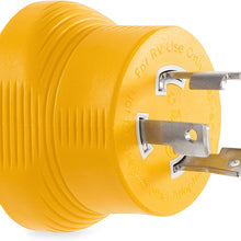 Camco PowerGrip Durable Electrical Adapter - Easy Grip for Simple and Safe Use, 30 AMP Male 15 AMP Female (55233), Yellow|Yellow