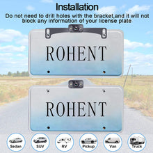 Rohent HD Car Backup Camera Hitch Rear View License Plate Camera with 2 Auto LED Lights Color Front View Camera IP69 Waterproof Super Night Vision with Grid Lines DIY Setting-R6