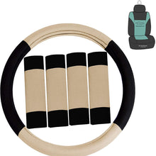 FH Group FH2033 Modernistic Steering Wheel Cover and Seat Belt Pads (Mint) with Gift – Universal Fit for Cars Trucks & SUVs