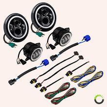 4" Fog Light + 7" Round CREE LED Headlights for Jeep Wrangler JK TJ LC CJ [HALO DRL + Turn Signal] [H4 Plug] [Built-In CAN Bus] - Accessories for Jeep Wrangler 1987-2018 Head Light