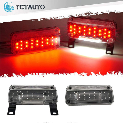 TCTAuto LED RV Camper Trailer Stop Turn Brake Tail Lights/License Plate Lighting Kit with Black Base Clear Reflex Lens Rectangular Surface Mount Waterproof 12V (Left + Right)