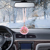 MINI-FACTORY Car Mirror Hanging Accessories, Rearview Mirror Hanging Bling Decoration Fluffy Luxury Diamond Crown with Pearl Chain - Pink