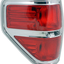 Tail Light Lens and Housing Compatible with 2009-2014 Ford F-150 Styleside Chrome trim CAPA Driver Side