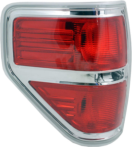 Tail Light Lens and Housing Compatible with 2009-2014 Ford F-150 Styleside Chrome trim CAPA Driver Side