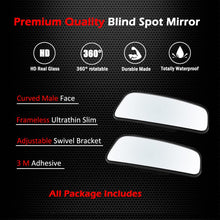 Ampper Rectangle Blind Spot Mirror, 360 Degree HD Glass and ABS Housing Convex Wide Angle Rearview Mirror for Universal Car Fit (Pack of 2)