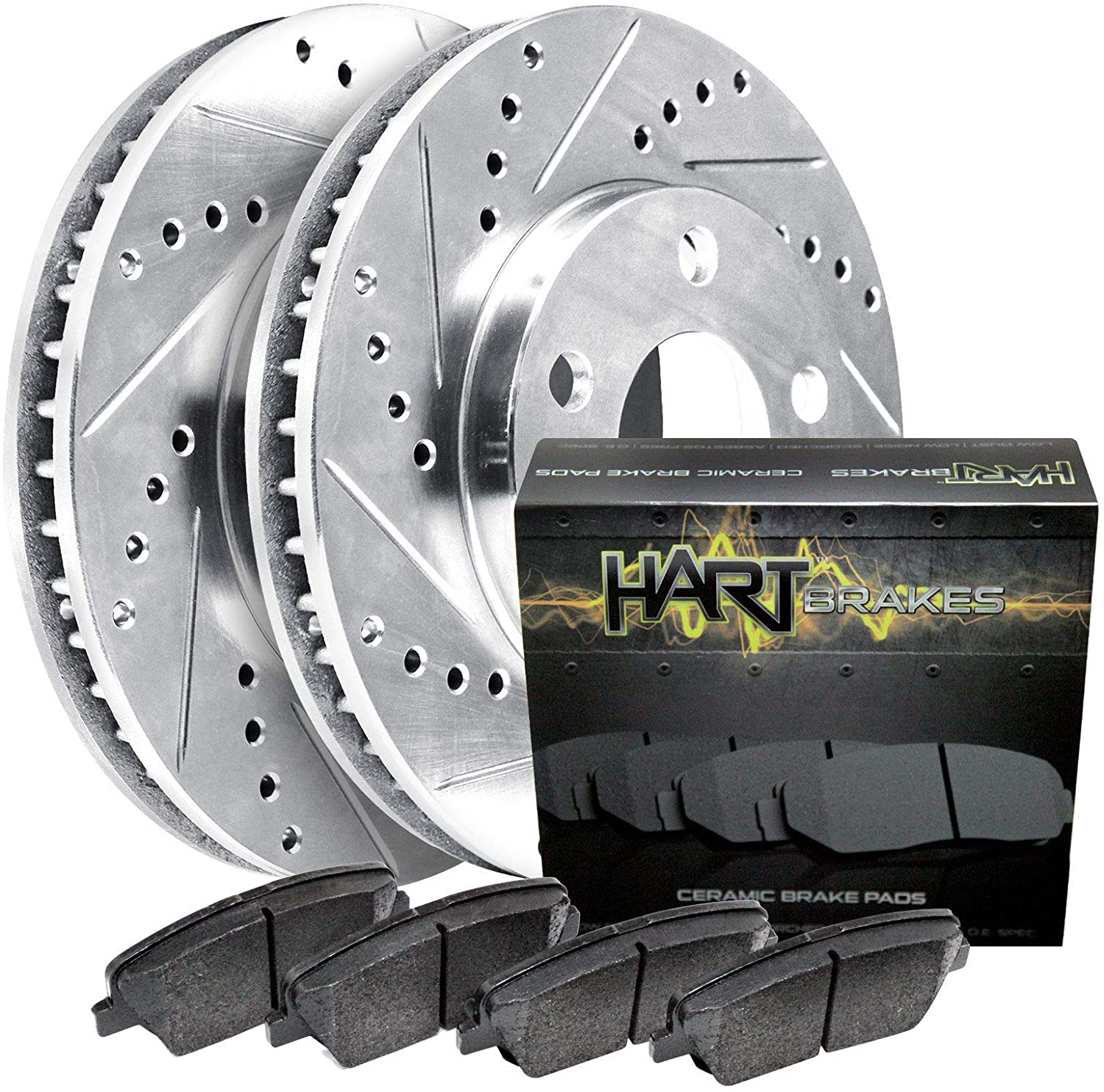 For Jeep, Chrysler Cherokee, 200 Front Drill Slot Brake Rotors Kit+Ceramic Pads