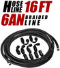 Vincos 16Ft 6 an AN6 Nylon and Stainless Steel Braided Oil Gas Fuel Hose Fuel Line + 10pcs 6an Hose Fitting Kit Black Leak Free