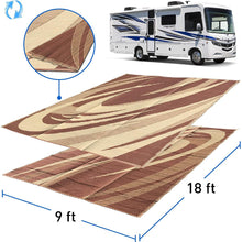 EasyGoProducts Outdoor Patio Mat – Reversible RV Camping Mat – Carrying Strap (9x18 Brown) (EGP-RVM-007-1)