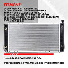 1693 Factory Style Aluminum Radiator Replacement for 92-00 Chevy/GMC C/K Suburban 5.0L/5.7L/7.4L