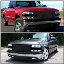 Replacement for Silverado Tahoe Suburban Badgeless Diamond Mesh Front Upper Bumper Grille Guard(Glossy Black) GMT800 1500